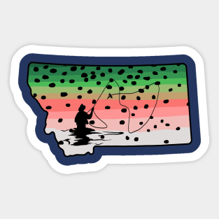 Rainbow Trout Fly Fish Montana State Map Fly Fishing Fisherman Gifts Sticker